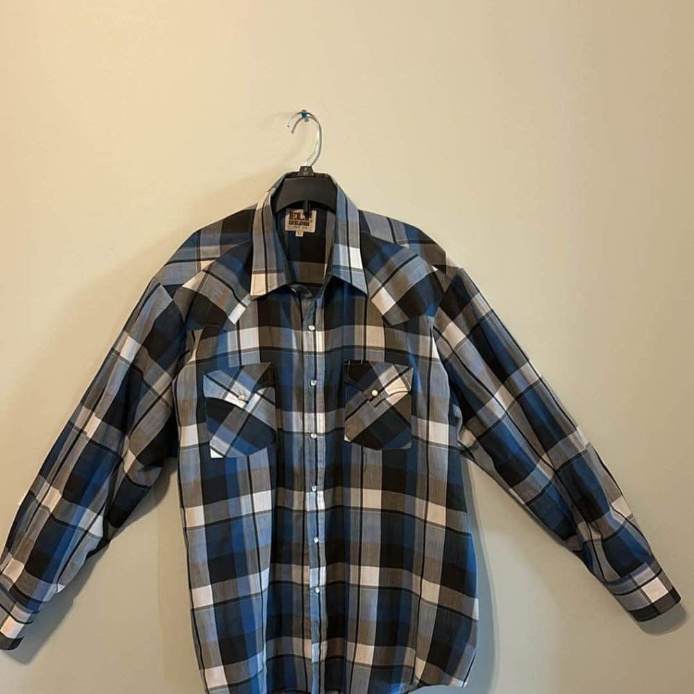 Men's Ely Cattleman Long Sleeve Western Snap Plaid Shirt (XL) - Picture 1 of 2